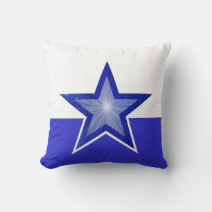 Bleu foncé étoile lancer oreiller carré bleu blanc