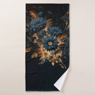 Bleu foncé Marine & or Rustique Floral Glam Boho