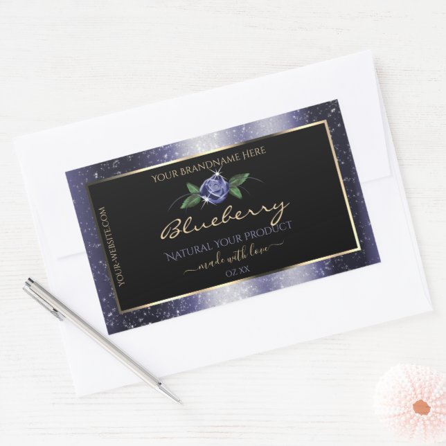 Bleu foncé Noir produit Étiquettes Parties scintil (Enveloppe)