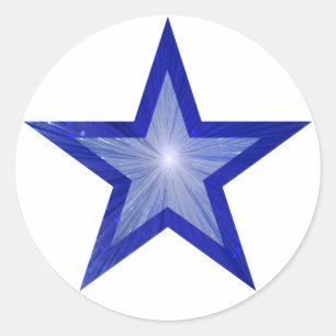 Bleu foncé Star sticker rond blanc