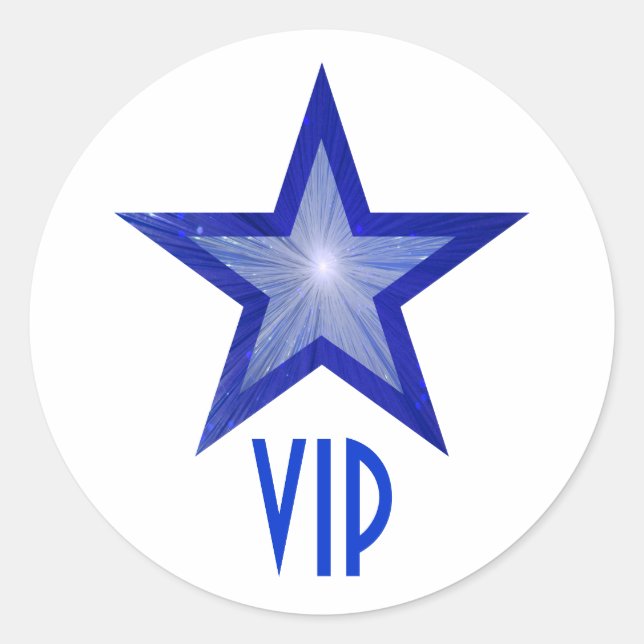 Bleu foncé Star VIP rond autocollant blanc (Devant)