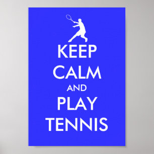 Bleu garder le calme et jouer au poster de tennis