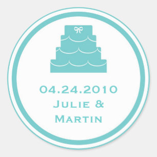 Bleu gâteau de mariage faveur étiquette étiquette