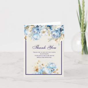 Bleu glacé et la marine Floral Anniversaire Merci