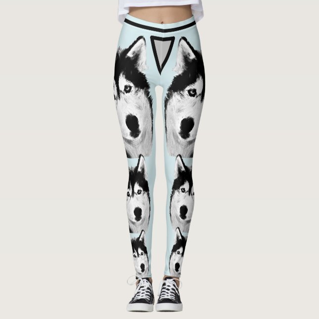 Bleu glacé magnifique Leggings sibériens Husky (Devant)