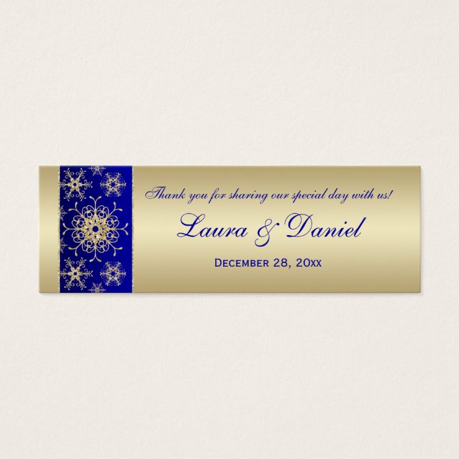 Bleu, Glitterie Or Flammes de neige Faveur de mari (Devant)