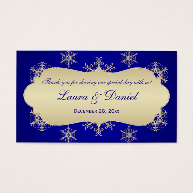 Bleu, Glitterie Or Flammes de neige Mariage Favor  (Devant)