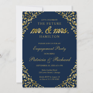 Bleu Gold Confetti Engagement Party Invitation