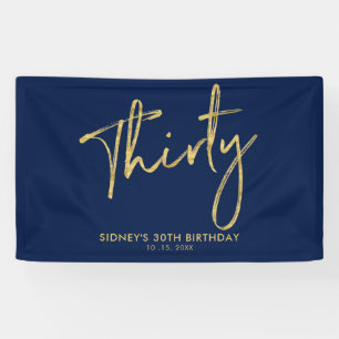 Bleu Gold Navy 30e fête d'anniversaire Bannière de