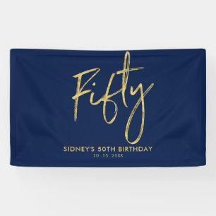 Bleu Gold Navy 50e fête d'anniversaire bannière de