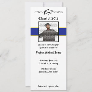 Bleu & Gold School Graduation Invitations