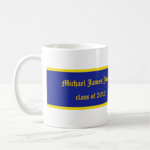 Bleu & Gold School Graduation Photo Collage Mugs