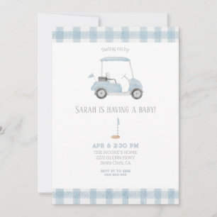 Bleu Golf Panier baby shower Invitation