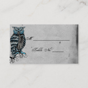 Bleu gothique Chouette Posh Mariage Cartes de lieu