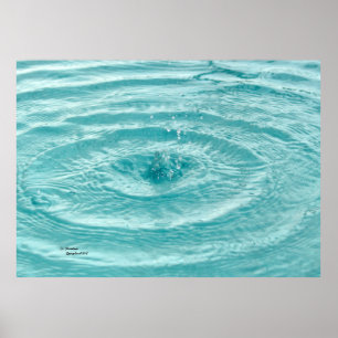 Bleu gouttes d'eau vagues Poster
