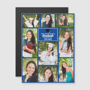 Bleu Graduate Photo Collage Graduation Magnet Card