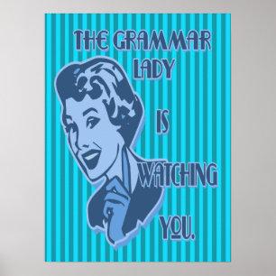 Bleu Grammar Lady Regarder les affiches