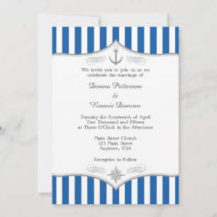 Bleu gris Faire-part de mariage marine