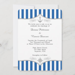 Bleu gris Faire-part de mariage marine