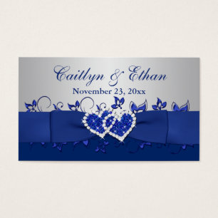 Bleu, Gris Floral, Coeurs Mariage Favor Balise