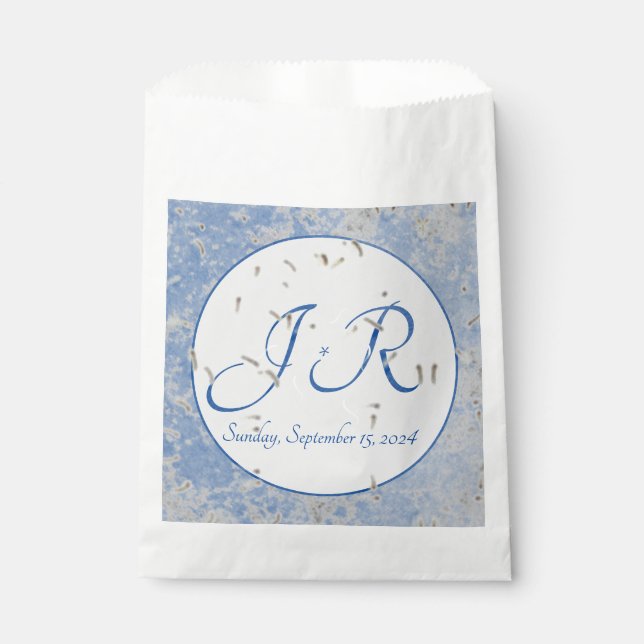 Bleu & Gris Marbré mariage Favoriser les sacs (Devant)