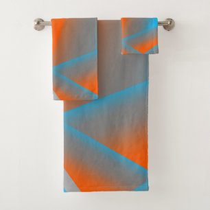 Bleu Gris Orange Ombré Géométrique Art Abstrait