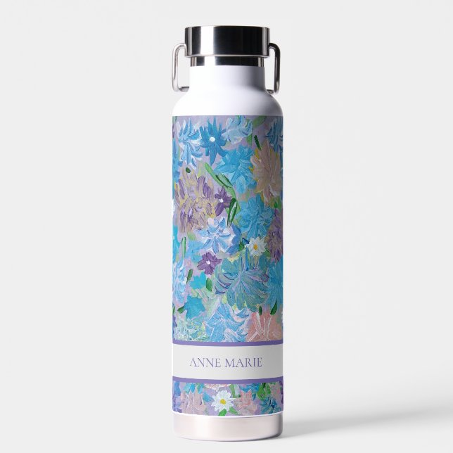 Bleu Haza floral Bouteille d'eau personnalisée (Avant)