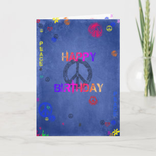 Bleu hippie de carte d'anniversaire de hippie