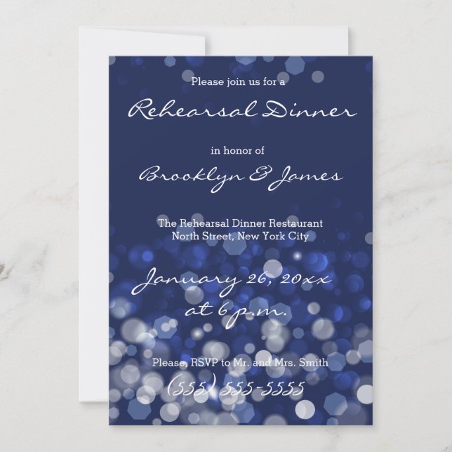 Bleu hiver Thème Mariage Répétition Invitations (Devant)