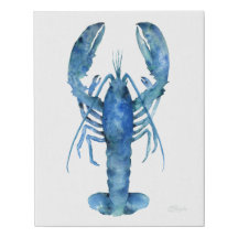 Bleu Homard Accueil 11x14 toile murale art