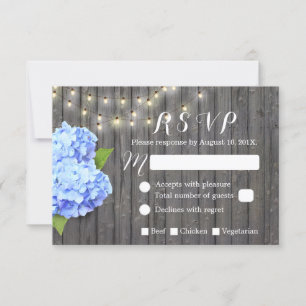 Bleu Hydrangea et lampes à cordes Barre Bois RSVP