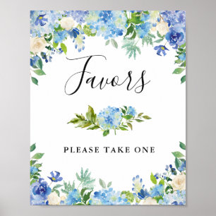 Bleu Hydrangea Floral Wedding Favor Poster des sig