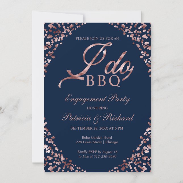 Bleu I DO BBQ Engagement Party Invitation (Devant)