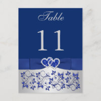 Bleu IMPRIMÉ de RUBAN, carte postale argentée de