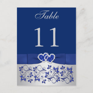 Bleu IMPRIMÉ de RUBAN, carte postale argentée de