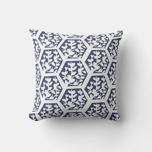 Bleu Indien Imprimer le coussin extérieur inspiré (Recto)