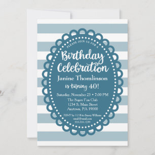 Bleu Invitation Anniversaire Cute Large Bande Adul