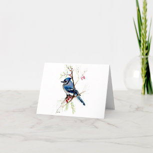Bleu Jay Belle Aquarelle Carte Note