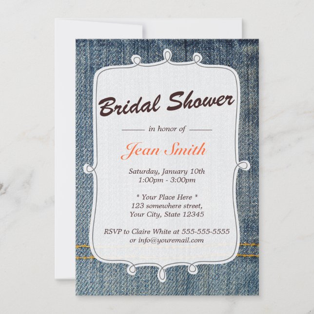 Bleu Jeans Country Bridal Showboat Invitation (Devant)