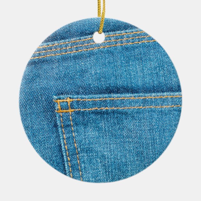 Bleu Jeans Retour Pocket Ceramic Ornement (Devant)