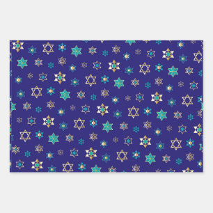 Bleu Juif Stars Design Enveloppement Papier Set