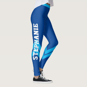 Bleu King Turquoise & Blanc Moderne Leggings Chic