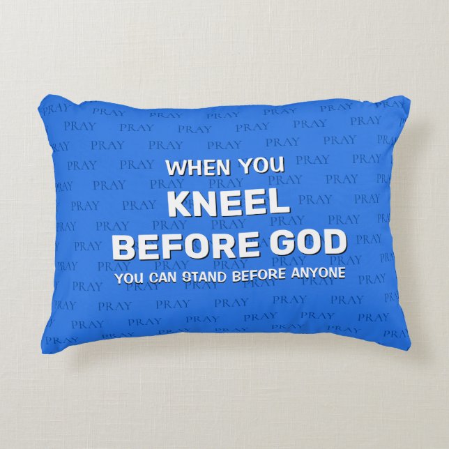 Bleu KNEEL AVANT DIEU Prière Accent Coussin (Devant)