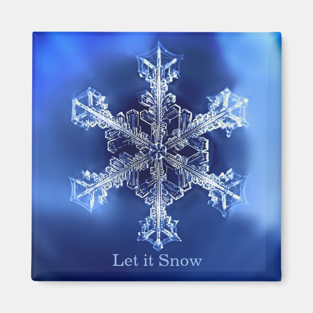 Bleu Laisser Fléau de neige 2 pouces Magnet Carré (Devant)