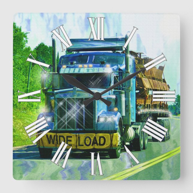 Bleu LARGE CHARGE Frein Mur de camion Horloge (Recto)