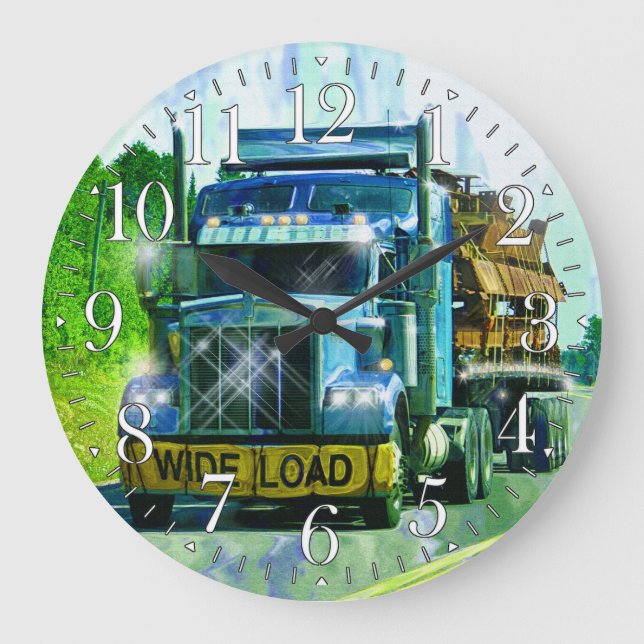 Bleu LARGE CHARGE Frein Mur de camion Horloge (Recto)
