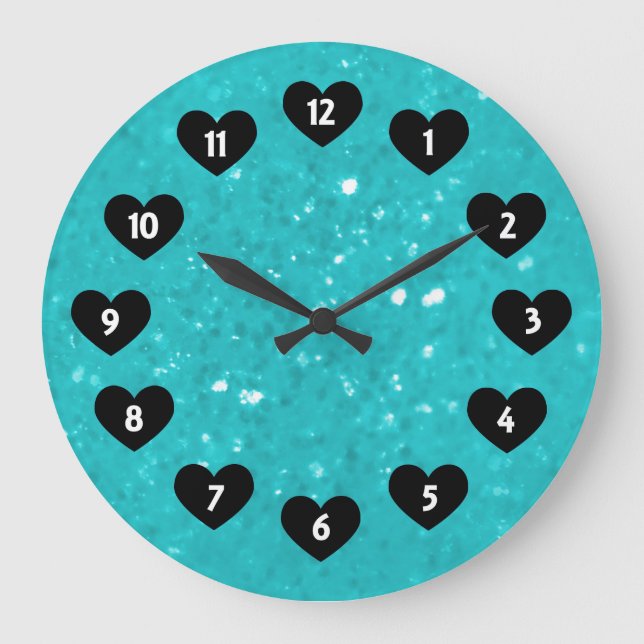 Bleu Lite Avec Horloge Mur Coeur (Recto)