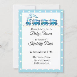 Bleu Locomotive Baby Shower Invitations