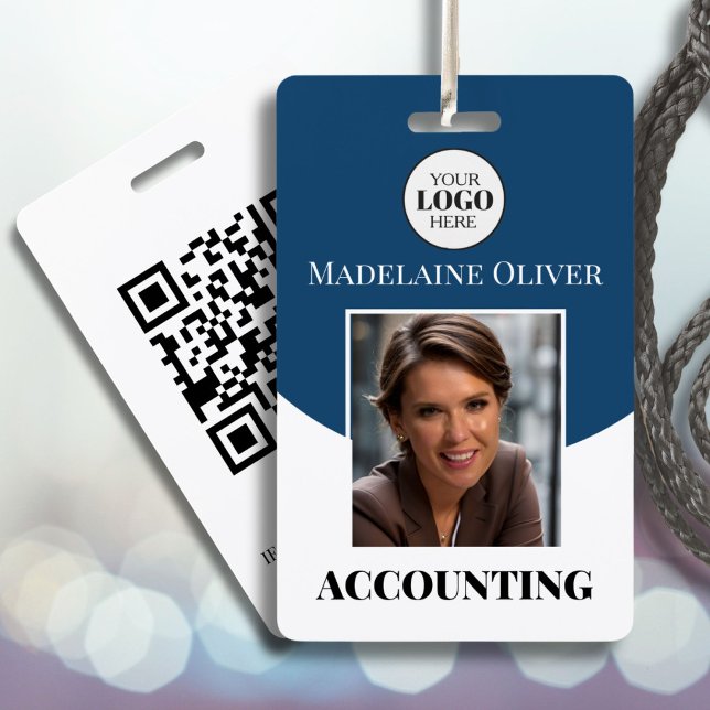 Bleu logo photo Nom de l'employé Badge (Créateur téléchargé)