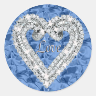 Bleu Love Coeur Diamond Stickers